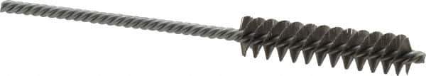 Made in USA - 3/8" Diam Helical Stainless Steel Tube Brush - Double Spiral, 0.005" Filament Diam, 1-1/2" Brush Length, 4" OAL, 1/8" Diam Galvanized Steel Shank - Exact Tool & Supply