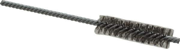 Made in USA - 1/2" Diam Helical Stainless Steel Tube Brush - Double Spiral, 0.006" Filament Diam, 2" Brush Length, 5" OAL, 0.162" Diam Galvanized Steel Shank - Exact Tool & Supply