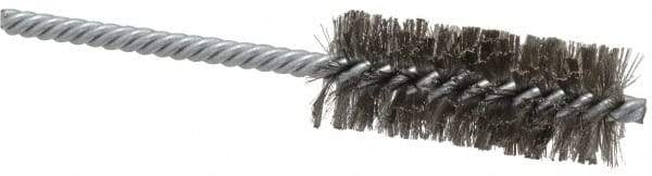 Made in USA - 1" Diam Helical Stainless Steel Tube Brush - Double Spiral, 0.006" Filament Diam, 2-1/2" Brush Length, 5-1/2" OAL, 0.237" Diam Galvanized Steel Shank - Exact Tool & Supply