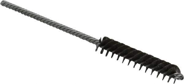 Made in USA - 5/16" Diam Helical Steel Tube Brush - Double Spiral, 0.005" Filament Diam, 1-1/2" Brush Length, 4" OAL, 1/8" Diam Galvanized Steel Shank - Exact Tool & Supply