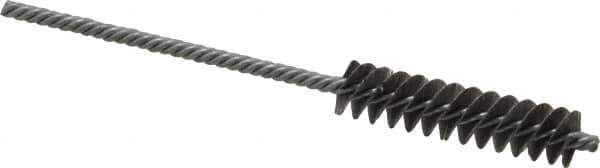 Made in USA - 3/8" Diam Helical Steel Tube Brush - Double Spiral, 0.005" Filament Diam, 1-1/2" Brush Length, 4" OAL, 1/8" Diam Galvanized Steel Shank - Exact Tool & Supply