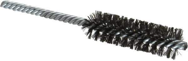 Made in USA - 3/4" Diam Helical Steel Tube Brush - Double Spiral, 0.006" Filament Diam, 2-1/2" Brush Length, 5-1/2" OAL, 0.237" Diam Galvanized Steel Shank - Exact Tool & Supply
