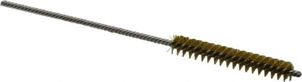 Made in USA - 1/4" Diam Helical Brass Tube Brush - Double Spiral, 0.005" Filament Diam, 1-1/2" Brush Length, 4" OAL, 0.091" Diam Stainless Steel Shank - Exact Tool & Supply