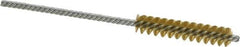 Made in USA - 5/16" Diam Helical Brass Tube Brush - Double Spiral, 0.005" Filament Diam, 1-1/2" Brush Length, 4" OAL, 1/8" Diam Galvanized Steel Shank - Exact Tool & Supply