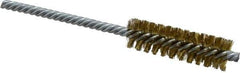 Made in USA - 5/8" Diam Helical Brass Tube Brush - Double Spiral, 0.005" Filament Diam, 2" Brush Length, 5" OAL, 0.208" Diam Galvanized Steel Shank - Exact Tool & Supply