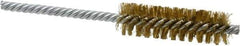 Made in USA - 3/4" Diam Helical Brass Tube Brush - Double Spiral, 0.006" Filament Diam, 2-1/2" Brush Length, 5-1/2" OAL, 0.237" Diam Galvanized Steel Shank - Exact Tool & Supply