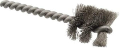 Made in USA - 1" Diam Helical Stainless Steel Tube Brush - 0.008" Filament Diam, 1" Brush Length, 3-1/2" OAL, 0.248" Diam Stainless Steel Shank - Exact Tool & Supply