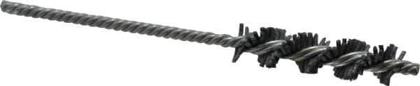 Made in USA - 3/8" Diam Helical Nylon Tube Brush - Single Spiral, 0.035" Filament Diam, 1-1/2" Brush Length, 4" OAL, 1/8" Diam Galvanized Steel Shank - Exact Tool & Supply