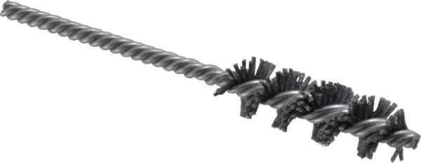 Made in USA - 5/8" Diam Helical Nylon Tube Brush - Single Spiral, 0.04" Filament Diam, 2" Brush Length, 5" OAL, 0.209" Diam Galvanized Steel Shank - Exact Tool & Supply