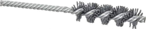 Made in USA - 3/4" Diam Helical Nylon Tube Brush - Single Spiral, 0.04" Filament Diam, 2-1/2" Brush Length, 5-1/2" OAL, 15/64" Diam Galvanized Steel Shank - Exact Tool & Supply