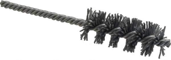 Made in USA - 1" Diam Helical Nylon Tube Brush - Single Spiral, 0.04" Filament Diam, 2-1/2" Brush Length, 5-1/2" OAL, 15/64" Diam Galvanized Steel Shank - Exact Tool & Supply