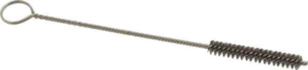 Made in USA - 1-1/2" Long x 1/4" Diam Stainless Steel Twisted Wire Bristle Brush - Double Spiral, 5-1/2" OAL, 0.003" Wire Diam, 0.062" Shank Diam - Exact Tool & Supply