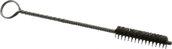 Made in USA - 1-1/2" Long x 3/8" Diam Stainless Steel Twisted Wire Bristle Brush - Double Spiral, 5-1/2" OAL, 0.005" Wire Diam, 0.085" Shank Diam - Exact Tool & Supply