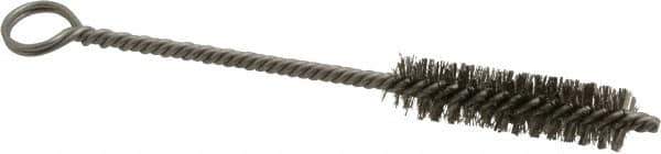 Made in USA - 2" Long x 1/2" Diam Stainless Steel Twisted Wire Bristle Brush - Double Spiral, 5-1/2" OAL, 0.006" Wire Diam, 0.11" Shank Diam - Exact Tool & Supply