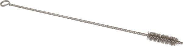 Made in USA - 2-1/2" Long x 3/4" Diam Stainless Steel Twisted Wire Bristle Brush - Double Spiral, 18" OAL, 0.006" Wire Diam, 0.162" Shank Diam - Exact Tool & Supply