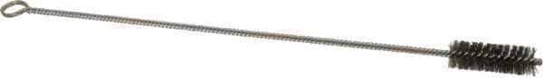 Made in USA - 2-1/2" Long x 7/8" Diam Stainless Steel Twisted Wire Bristle Brush - Double Spiral, 18" OAL, 0.006" Wire Diam, 0.162" Shank Diam - Exact Tool & Supply