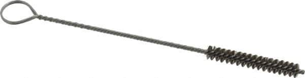 Made in USA - 1-1/2" Long x 1/4" Diam Stainless Steel Twisted Wire Bristle Brush - Double Spiral, 5-1/2" OAL, 0.003" Wire Diam, 0.091" Shank Diam - Exact Tool & Supply