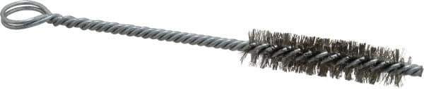 Made in USA - 2" Long x 1/2" Diam Stainless Steel Twisted Wire Bristle Brush - Double Spiral, 5-1/2" OAL, 0.006" Wire Diam, 0.162" Shank Diam - Exact Tool & Supply