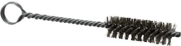 Made in USA - 2" Long x 5/8" Diam Stainless Steel Twisted Wire Bristle Brush - Double Spiral, 5-1/2" OAL, 0.008" Wire Diam, 0.209" Shank Diam - Exact Tool & Supply