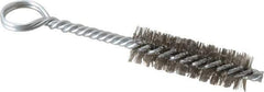 Made in USA - 2-1/2" Long x 3/4" Diam Stainless Steel Twisted Wire Bristle Brush - Double Spiral, 5-1/2" OAL, 0.01" Wire Diam, 0.235" Shank Diam - Exact Tool & Supply