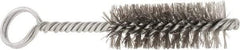 Made in USA - 2-1/2" Long x 7/8" Diam Stainless Steel Twisted Wire Bristle Brush - Double Spiral, 5-1/2" OAL, 0.01" Wire Diam, 0.235" Shank Diam - Exact Tool & Supply