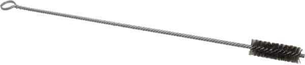 Made in USA - 2-1/2" Long x 7/8" Diam Stainless Steel Twisted Wire Bristle Brush - Double Spiral, 18" OAL, 0.006" Wire Diam, 0.235" Shank Diam - Exact Tool & Supply