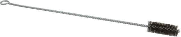 Made in USA - 2-1/2" Long x 1" Diam Stainless Steel Twisted Wire Bristle Brush - Double Spiral, 18" OAL, 0.006" Wire Diam, 0.235" Shank Diam - Exact Tool & Supply