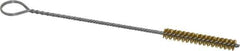 Made in USA - 1-1/2" Long x 1/4" Diam Brass Twisted Wire Bristle Brush - Double Spiral, 5-1/2" OAL, 0.003" Wire Diam, 0.091" Shank Diam - Exact Tool & Supply