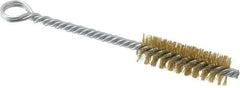 Made in USA - 2" Long x 5/8" Diam Brass Twisted Wire Bristle Brush - Double Spiral, 5-1/2" OAL, 0.008" Wire Diam, 0.209" Shank Diam - Exact Tool & Supply