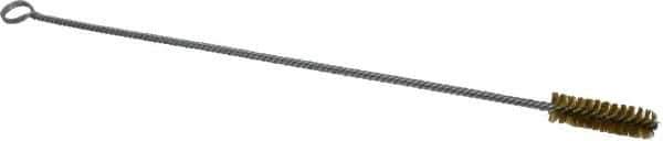 Made in USA - 2-1/2" Long x 3/4" Diam Brass Twisted Wire Bristle Brush - Double Spiral, 18" OAL, 0.006" Wire Diam, 0.235" Shank Diam - Exact Tool & Supply