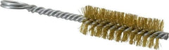 Made in USA - 2-1/2" Long x 7/8" Diam Brass Twisted Wire Bristle Brush - Double Spiral, 5-1/2" OAL, 0.01" Wire Diam, 0.235" Shank Diam - Exact Tool & Supply