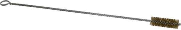 Made in USA - 2-1/2" Long x 7/8" Diam Brass Twisted Wire Bristle Brush - Double Spiral, 18" OAL, 0.006" Wire Diam, 0.235" Shank Diam - Exact Tool & Supply