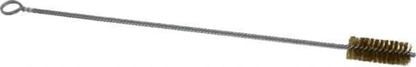 Made in USA - 2-1/2" Long x 1" Diam Brass Twisted Wire Bristle Brush - Double Spiral, 18" OAL, 0.006" Wire Diam, 0.235" Shank Diam - Exact Tool & Supply