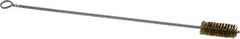 Made in USA - 2-1/2" Long x 1" Diam Brass Twisted Wire Bristle Brush - Double Spiral, 18" OAL, 0.006" Wire Diam, 0.235" Shank Diam - Exact Tool & Supply