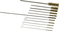 PRO-SOURCE - 11 Piece Brass Hand Tube Brush Set - 3/4" to 1-1/2" Brush Length, 4" OAL, 0.034" Shank Diam, Includes Brush Diams 1/4", 5/16", 3/8", 1/2" & 3/4" - Exact Tool & Supply