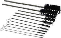 PRO-SOURCE - 11 Piece Nylon Hand Tube Brush Set - 3/4" to 1-1/2" Brush Length, 4" OAL, 0.034" Shank Diam, Includes Brush Diams 1/4", 5/16", 3/8", 1/2" & 3/4" - Exact Tool & Supply