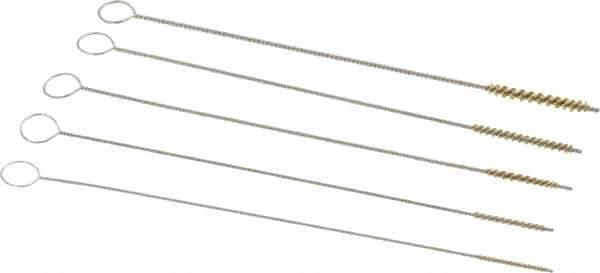 PRO-SOURCE - 5 Piece Brass Hand Tube Brush Set - 1/2" to 3/4" Brush Length, 4" OAL, 0.022" Shank Diam - Exact Tool & Supply