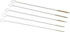PRO-SOURCE - 5 Piece Brass Hand Tube Brush Set - 1/2" to 3/4" Brush Length, 4" OAL, 0.022" Shank Diam - Exact Tool & Supply