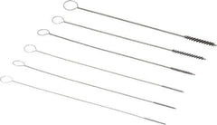 PRO-SOURCE - 6 Piece Nylon Hand Tube Brush Set - 1/2" to 3/4" Brush Length, 4" OAL, 0.022" Shank Diam - Exact Tool & Supply