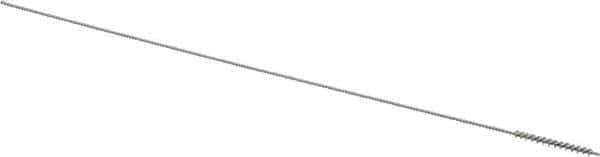Made in USA - 0.05" Diam Helical Stainless Steel Tube Brush - Single Spiral, 0.003" Filament Diam, 1/2" Brush Length, 4" OAL, 0.024" Diam Stainless Steel Shank - Exact Tool & Supply