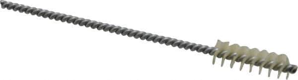Made in USA - 0.313" Diam Helical Nylon Tube Brush - 0.008" Filament Diam, 1" Brush Length, 5" OAL, 0.11" Diam Galvanized Steel Shank - Exact Tool & Supply