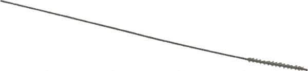 Made in USA - 1.5mm Diam Helical Nylon Tube Brush - 0.008" Filament Diam, 5/8" Brush Length, 4" OAL, 0.026" Diam Stainless Steel Shank - Exact Tool & Supply