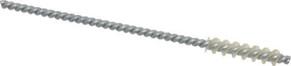 Made in USA - 7/32" Diam Helical Nylon Tube Brush - 0.008" Filament Diam, 1" Brush Length, 4" OAL, 0.11" Diam Galvanized Steel Shank - Exact Tool & Supply
