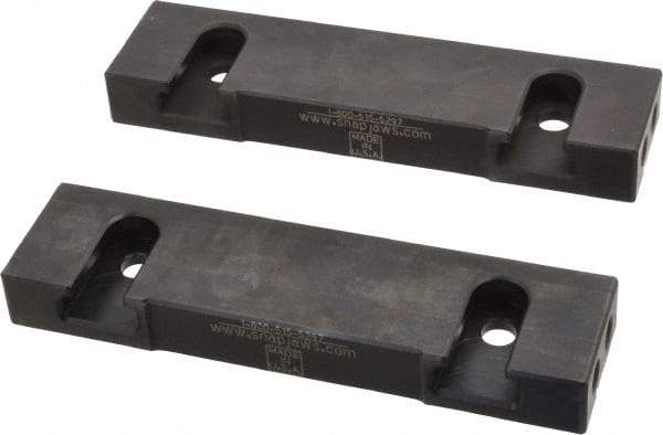 Snap Jaws - 6" Wide x 1.53" High x 0.73" Thick, Step Vise Jaw - Hard, Steel, Fixed Jaw, Compatible with 6" Vises - Exact Tool & Supply