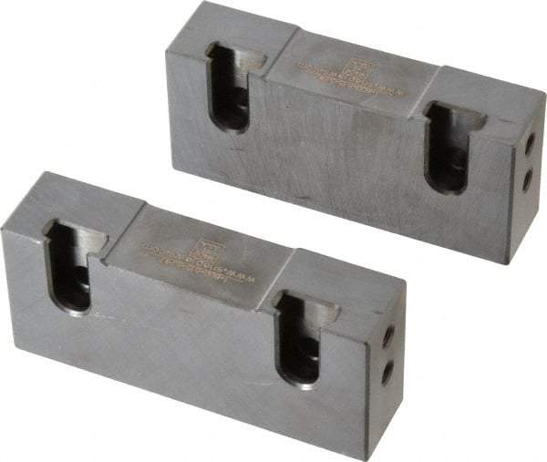 Snap Jaws - 4" Wide x 1-3/4" High x 1" Thick, Flat/No Step Vise Jaw - Soft, Steel, Fixed Jaw, Compatible with 4" Vises - Exact Tool & Supply