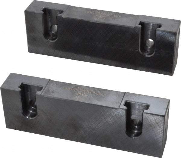 Snap Jaws - 6" Wide x 2" High x 1" Thick, Flat/No Step Vise Jaw - Soft, Steel, Fixed Jaw, Compatible with 6" Vises - Exact Tool & Supply