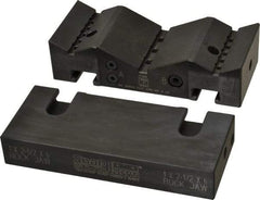 Snap Jaws - 6" Wide x 2-1/2" High x 1-1/2" Thick, V-Groove Vise Jaw - Steel, Fixed Jaw, Compatible with 6" Vises - Exact Tool & Supply