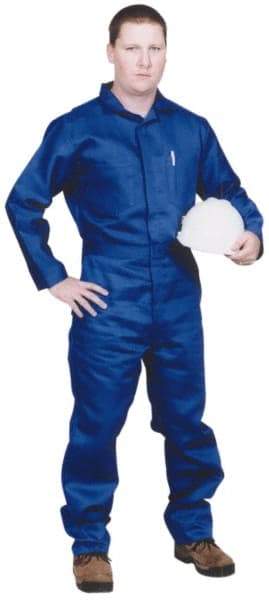Stanco Safety Products - Size 2XL, Royal Blue, Zipper, Flame Resistant/Retardant Coverall - 50 to 52" Chest, Nomex, 7 Pockets, Elastic Waistband, Full Action Back, 2-Way Concealed Zipper - Exact Tool & Supply
