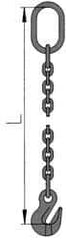 Pewag - 5' Long, 12,000 Lb Basket Capacity, 12,000 Lb Vertical Capacity, Alloy Steel Web Sling - SOG Chain Sling, 1/2" Diam Chain, Silver (Color), with Grab Hook & Master Link - Exact Tool & Supply