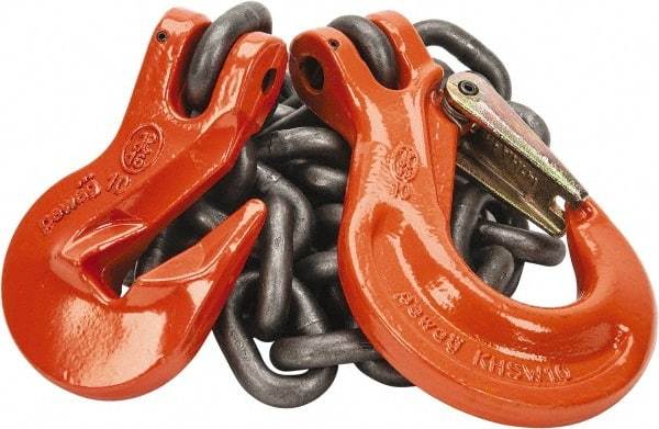 Pewag - 5' Long x 10" Wide, 8,800 Lb Basket Capacity, 8,800 Lb Vertical Capacity, Alloy Steel Web Sling - SSG Chain Sling, 3/8" Diam Chain, Self-Colored, with Grab Hook & Sling Hook - Exact Tool & Supply